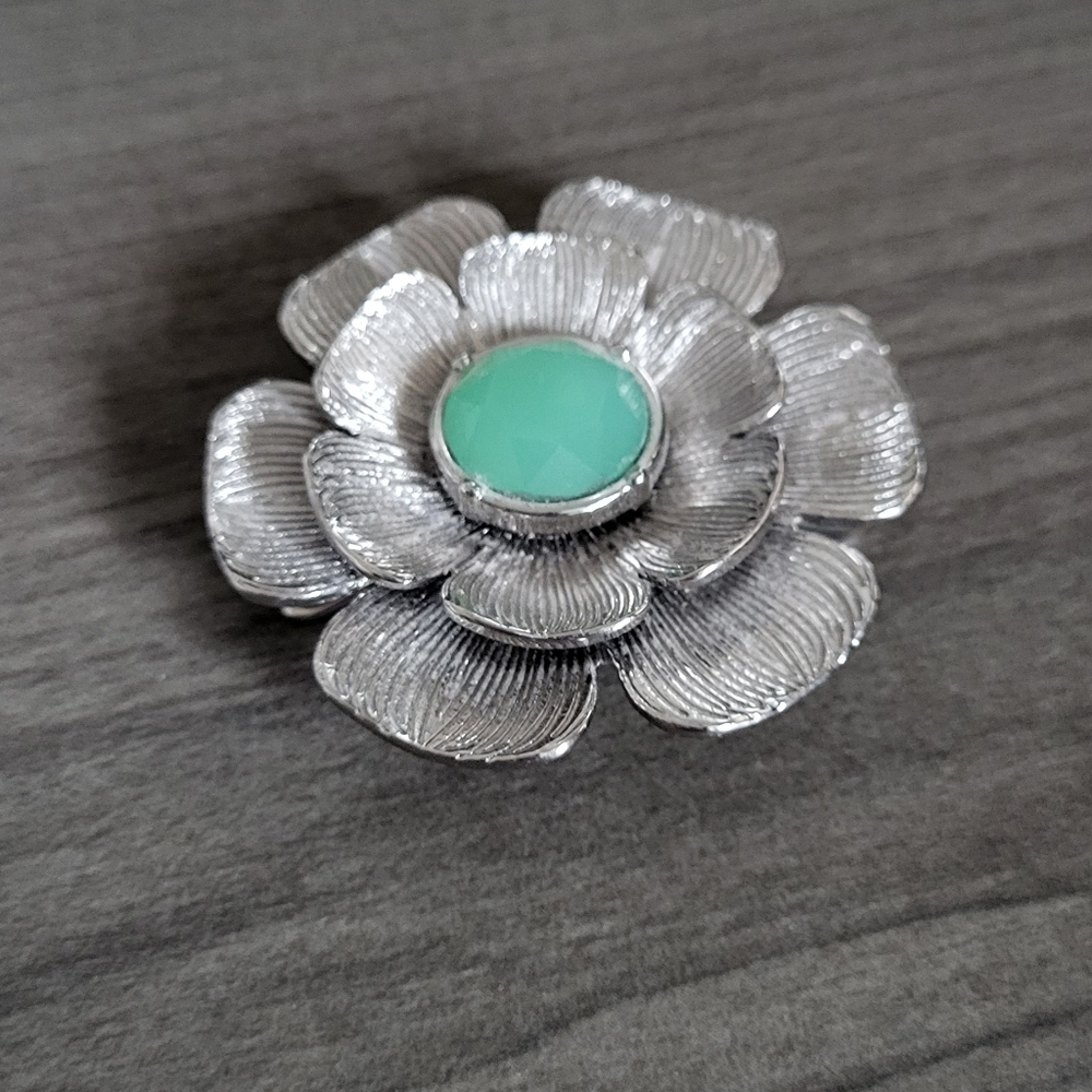 Antiqued silver tone Lily Pad flower Pendant by Lia Sophia Costal grandma chic